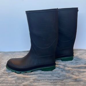 Black & Green Women's Waterproof Winter Rain Boots